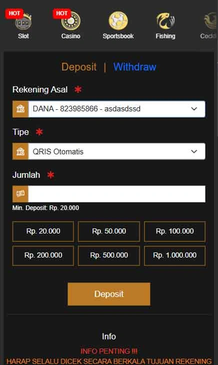 cara deposit H89 Slot Fast Ver
